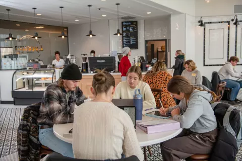 Students at Lyceum Cafe