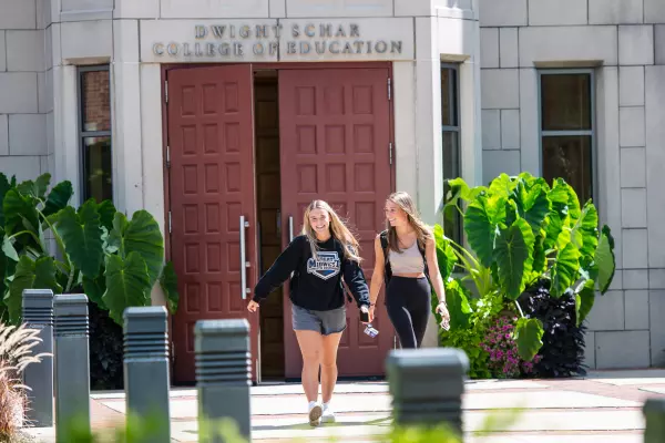 students walking out of College of Education