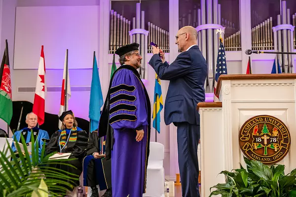 President Peede and Jim Hess during the investiture ceremony