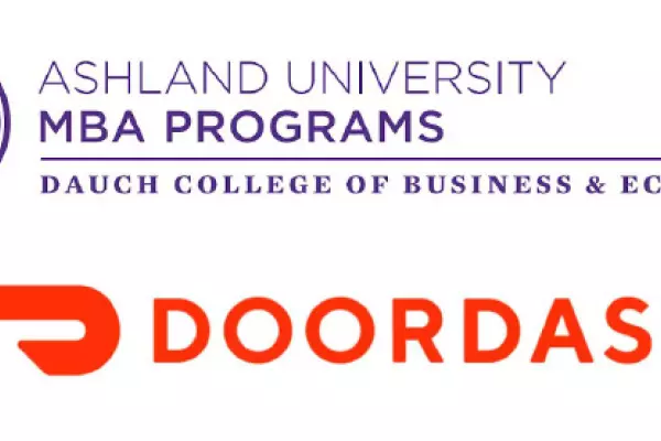 AU MBA Programs logo and DoorDash logo