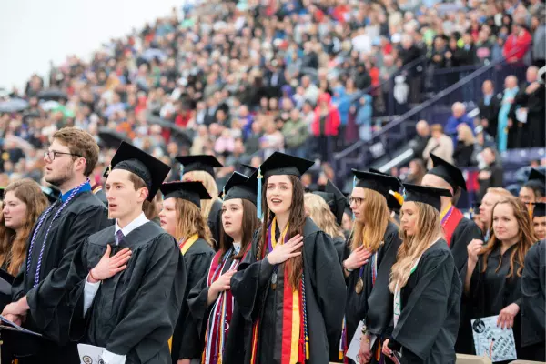 students at commencement ceremony