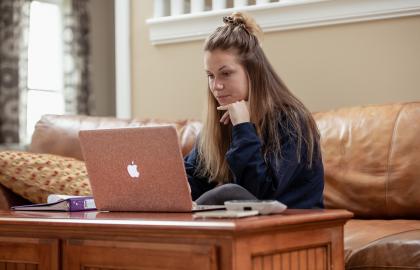 Student taking a class online