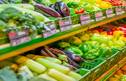 Vegetables on a grocery shelf