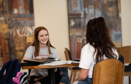 Students sitting and talking in the Student Center