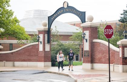 Students walking on AU campus