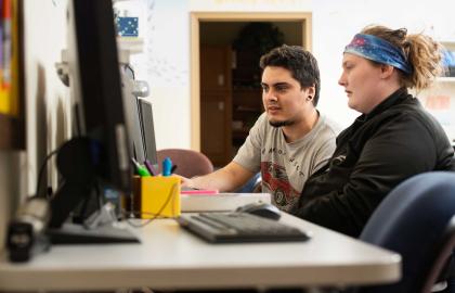 Students at a computer