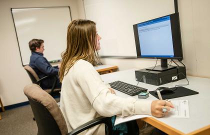 Students testing in AU testing center