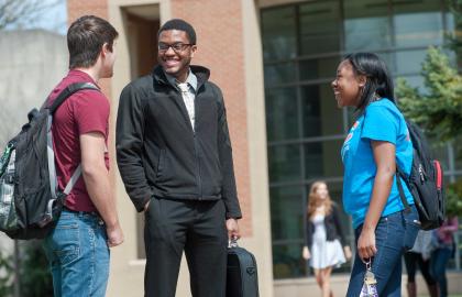 Students talking on campus