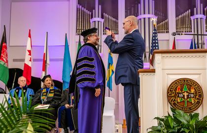 President Peede and Jim Hess during the investiture ceremony