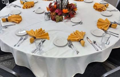 Catering table set for dinner