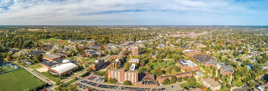 Aerial view of Ashland University