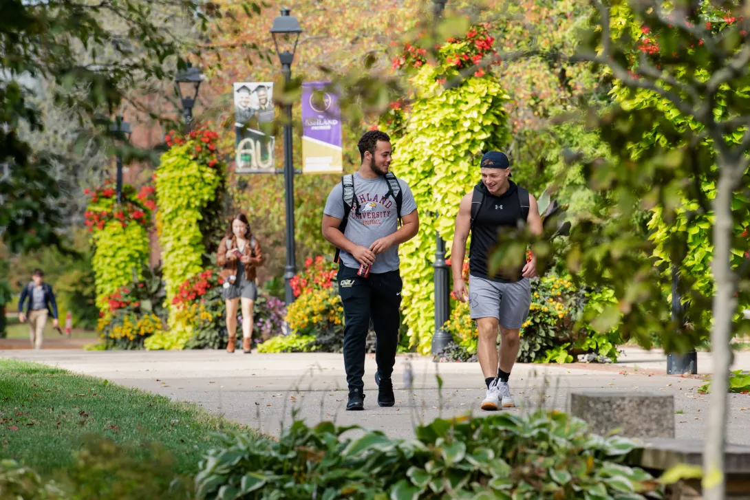 students walking on campus