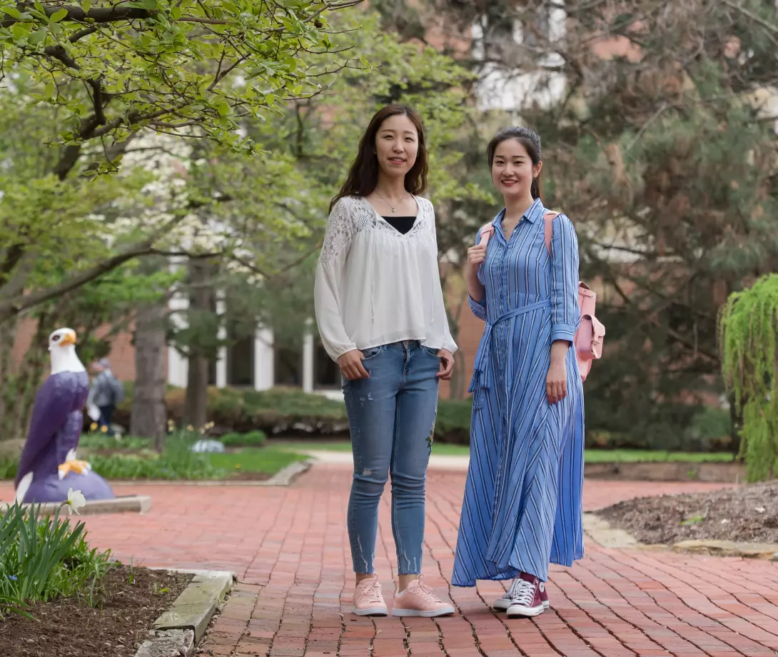 International students on campus