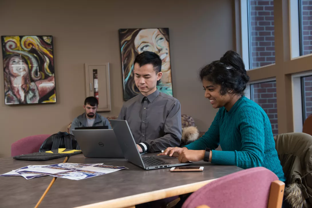 Students working on computers