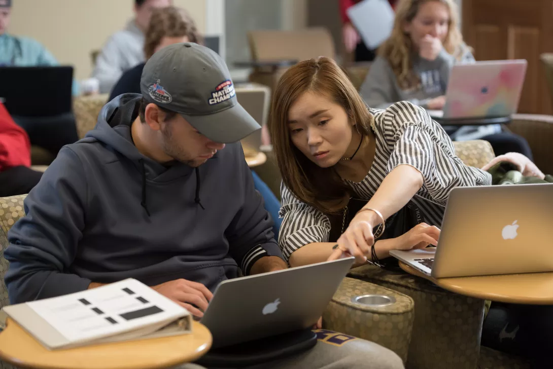 Students working on computers