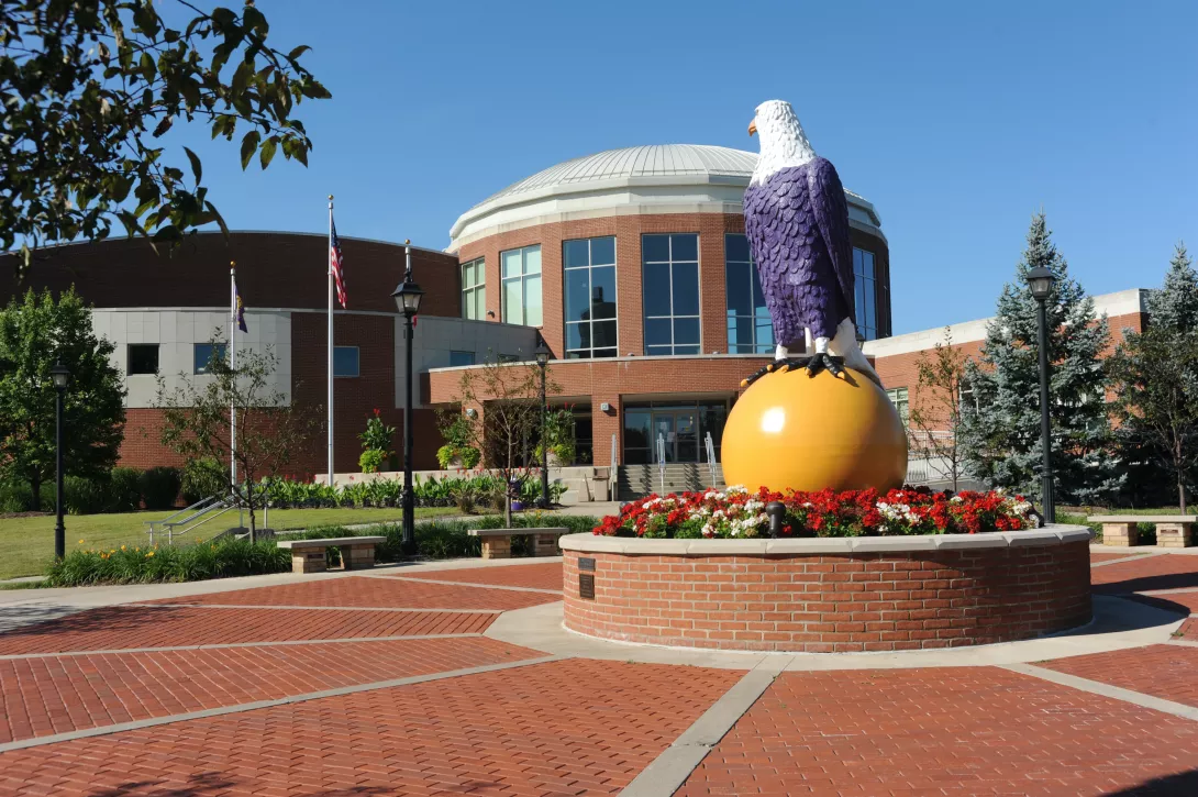 Recreation Center with Old Abe (eagle) in front