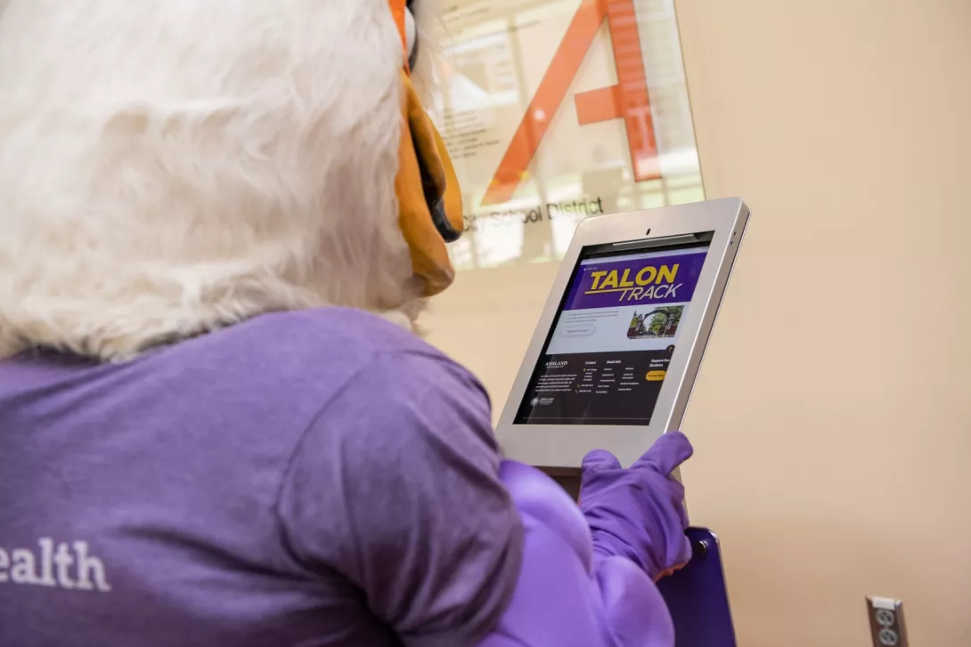 Tuffy with Talon Track kiosk