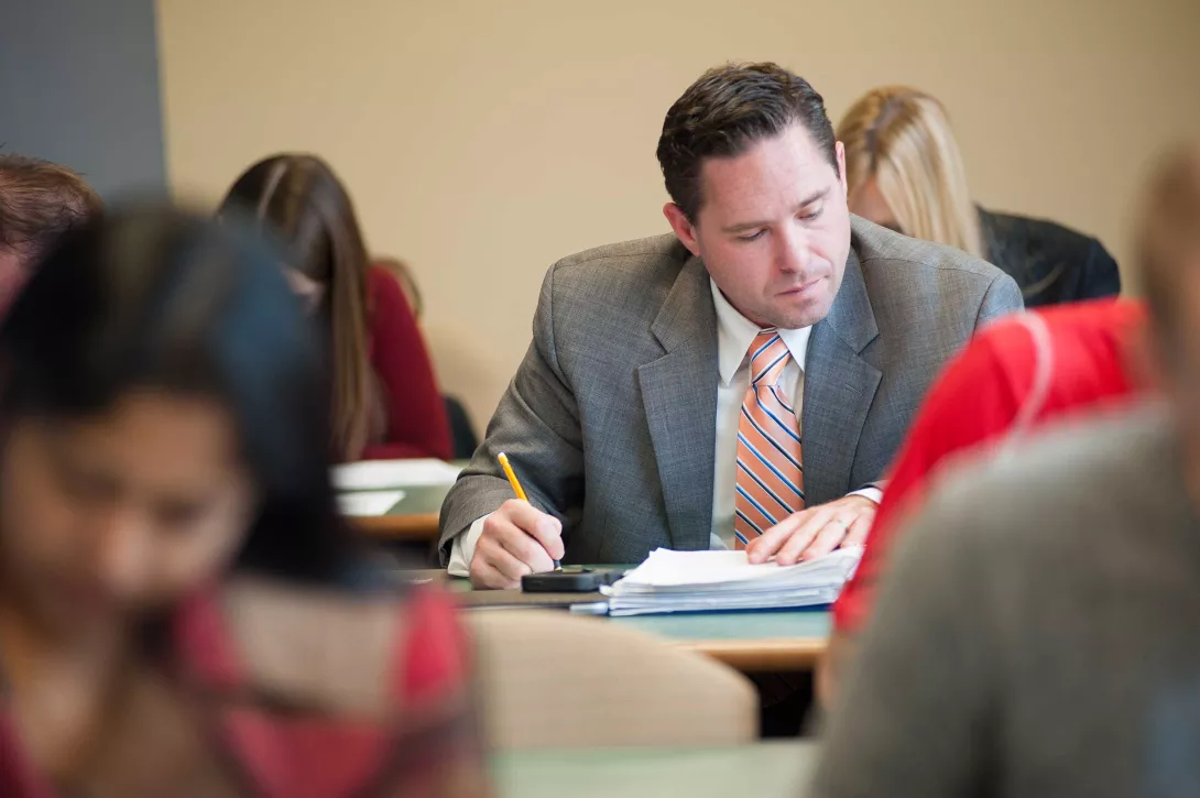 MBA students working in class