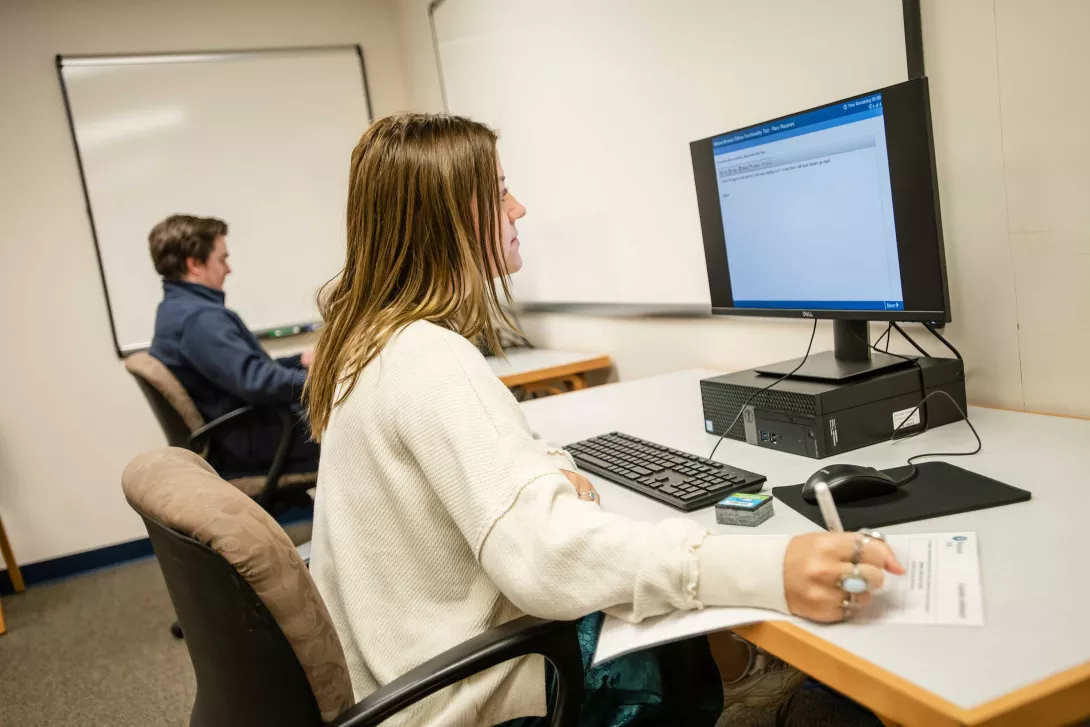 Students testing in AU testing center