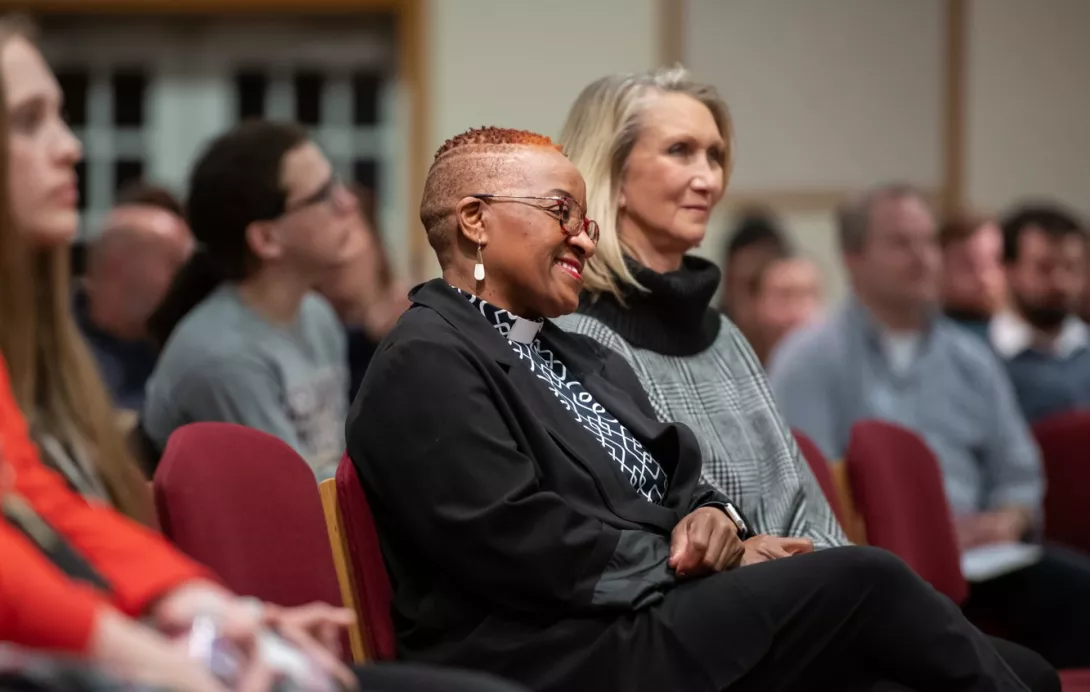 The Rev. Naomi Tutu waits to speak