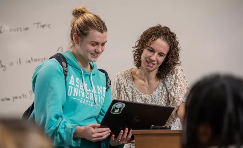 Kirsty Jones with a student