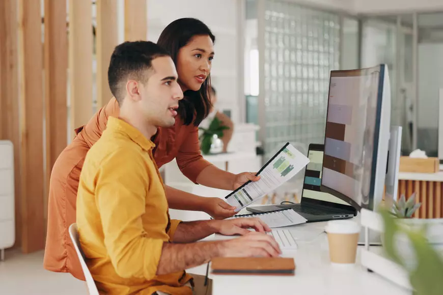 business people planning on computer