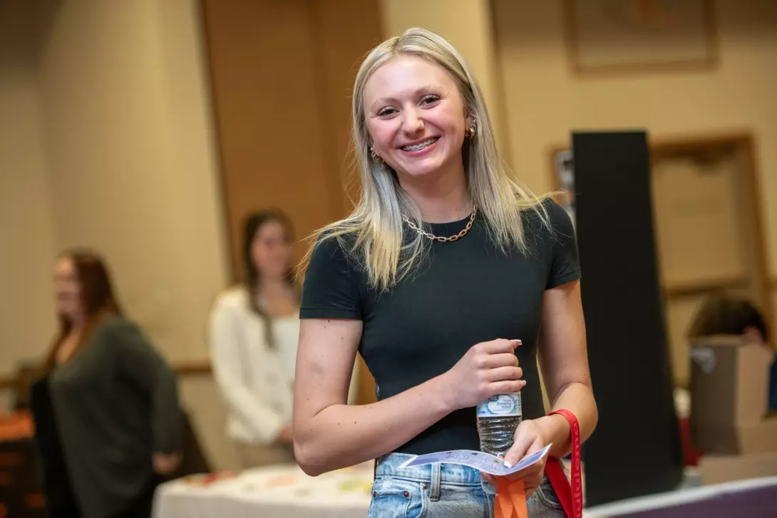 Student at career fair