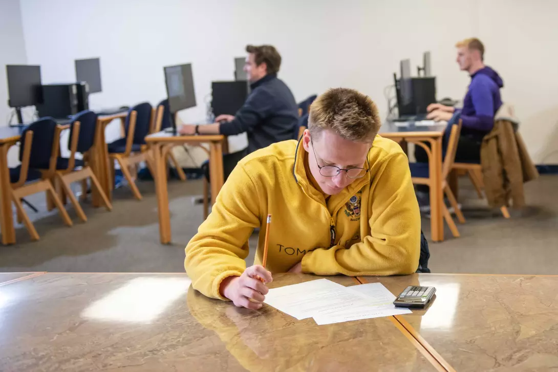 Student taking a test at the testing center