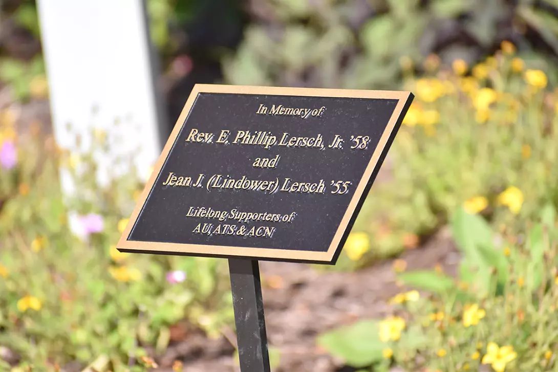 Plaque recognizing Rev. Phil Lersch and Jean Lersch's gift