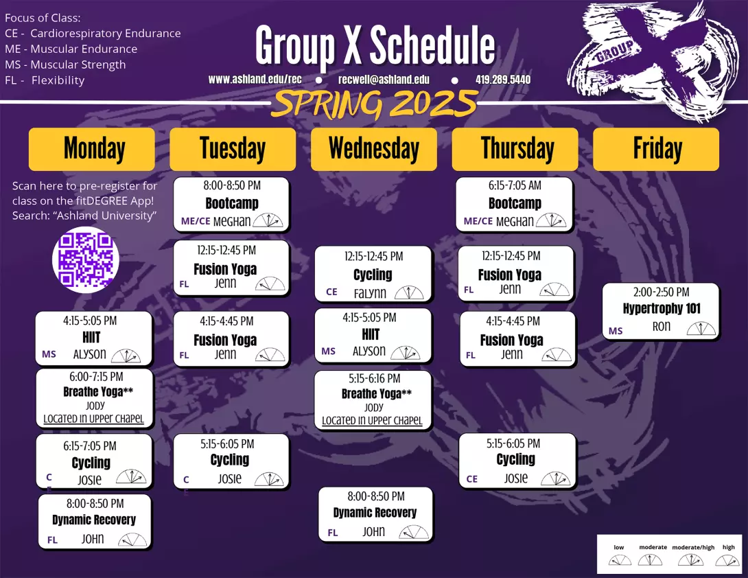 Spring 2025 Group X Schedule