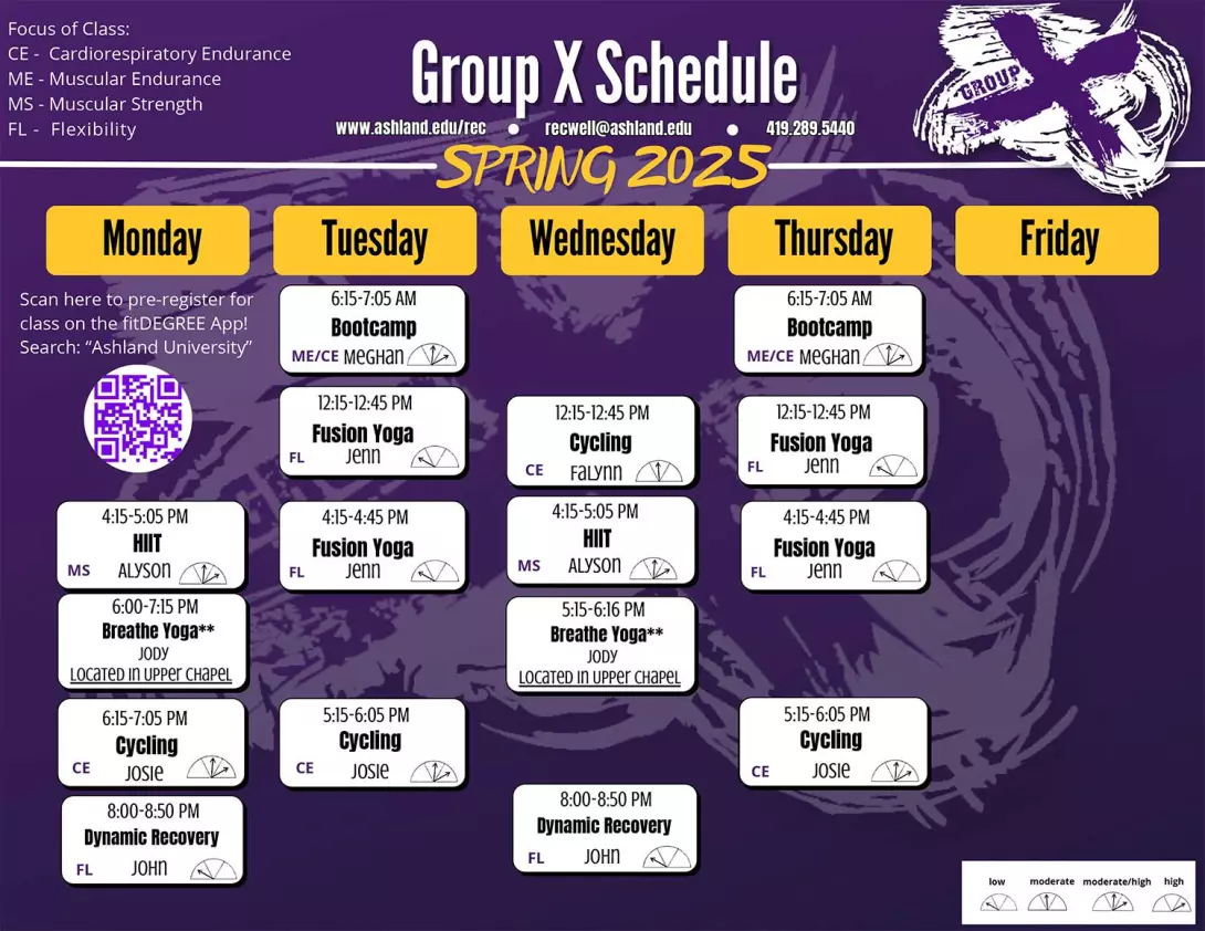 Spring 2025 Group X Schedule